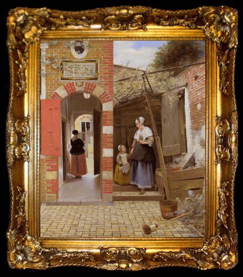 framed  Pieter de Hooch The Courtyard of a House in Delft (mk08), ta009-2